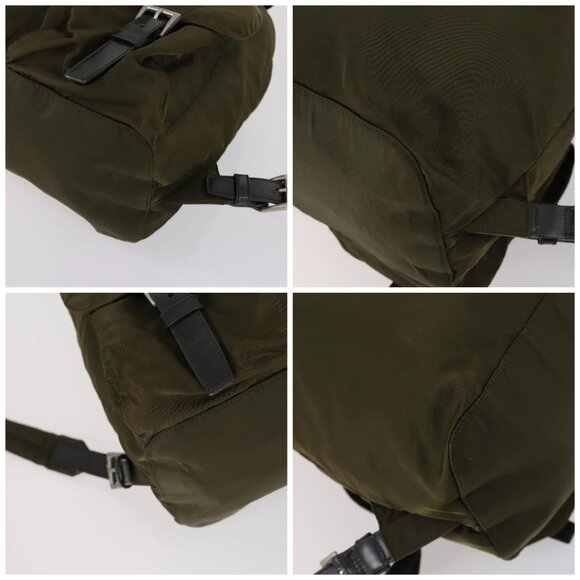 PRADA Backpack Nylon Khaki Silver Auth 150289 main image 4